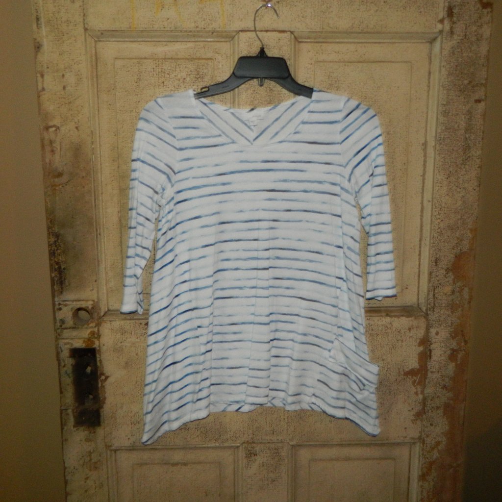 Pure Jill J. Jill Shark Bite Tunic Blouse Stripe Size S Cc-14)